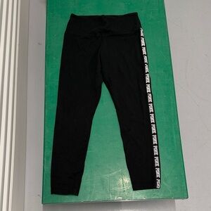 PINK Victoria's Secret Black Leggings with Logo Side Stripe